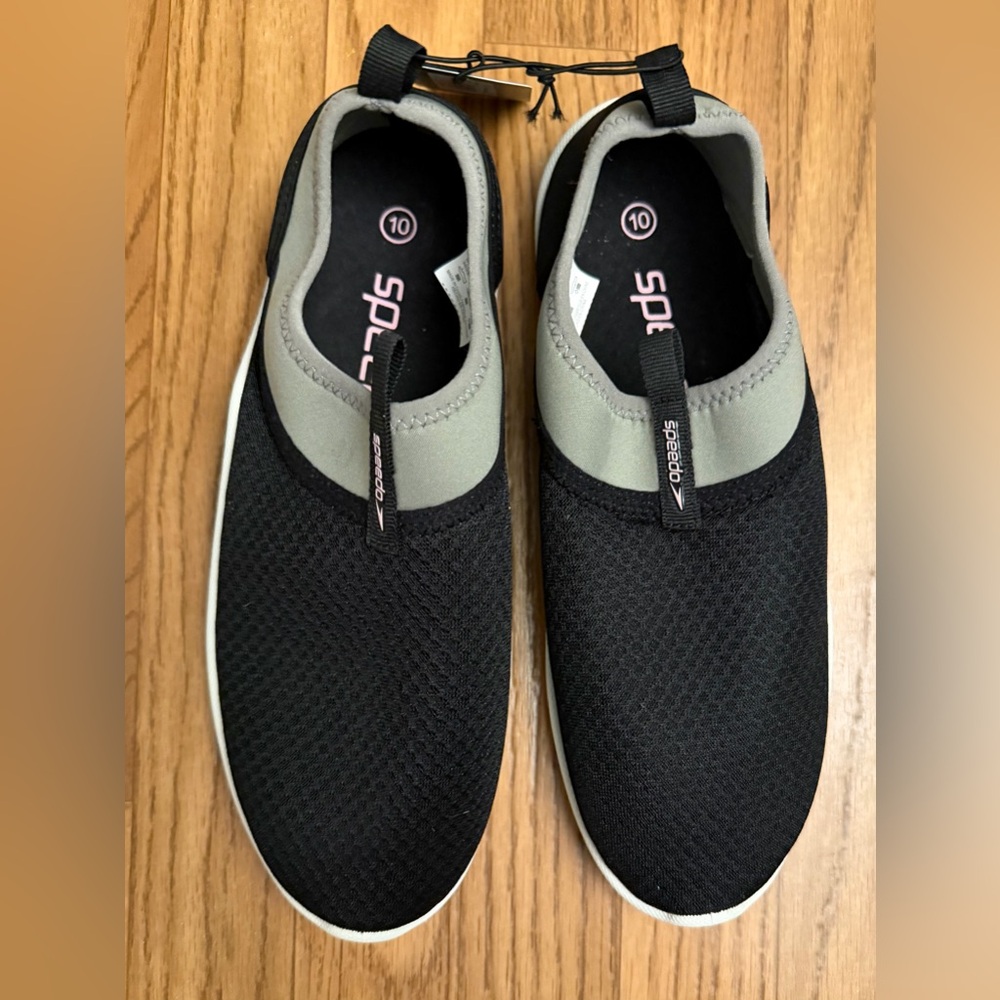 ⭐️2/$12 Women’s 10 Speedo Tidal Cruiser Swim Mesh Water Shoes- black grey pink - Picture 4 of 10